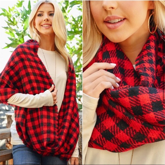 Women’s buffalo plaid infinity scarf fall winter trendy scarf - Picture 2 of 4